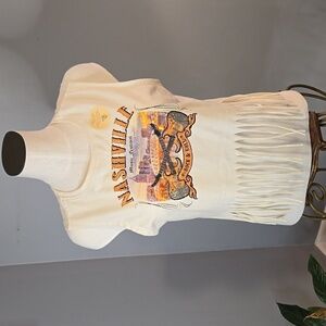 Recycled Threads Nashville Music Festival Sleeveless Fringe Crop Top - Size L